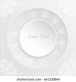 Vintage Lace Round Shape Invitation Card. Laser Cut Style. Paper Cut Concept.Vector/Illustration