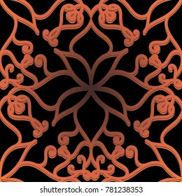 Vintage lace texture, curly seamless pattern, cutout paper ornament, vector illustration, ottoman lattice