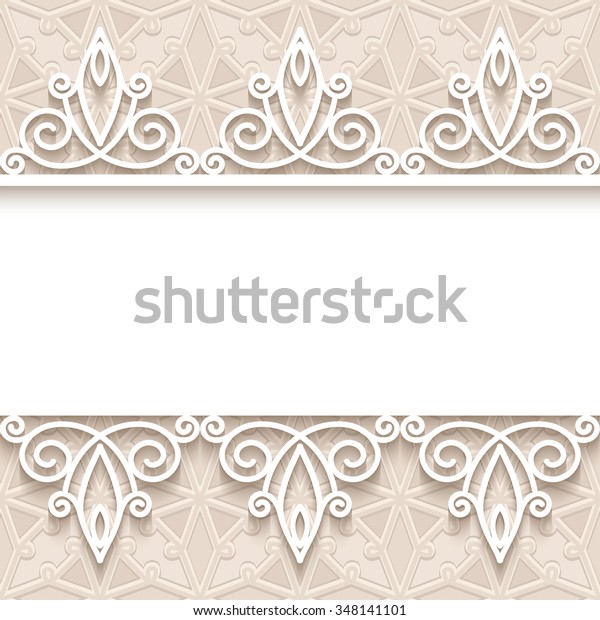 Vintage lacy background in neutral\
colors, ornamental vector frame with lace borders,\
eps10