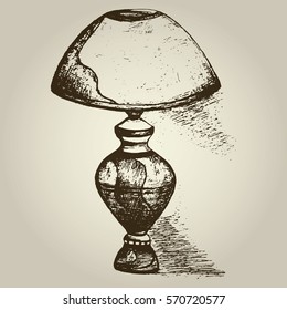 Vintage lamp. Hand sketch lamp. Vector illustration.