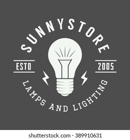 Vintage lamp and lighting logo, emblem, badge and design element. Vector illustration