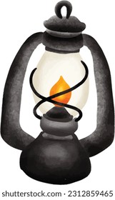 Vintage lamp painted in watercolor