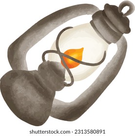 Vintage lamp painted in watercolor