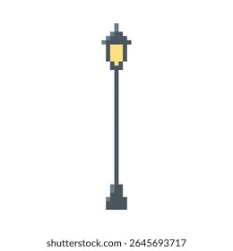 Vintage lamppost pixel art vector icon. 8 bit video game lantern, urban street lamp post light. Cartoon outdoor city illumination. Retro exterior design element