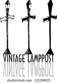 Vintage lamppost and street sign illustration - vector illustration