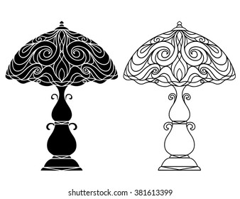 Vintage lamps black isolated on a white background set