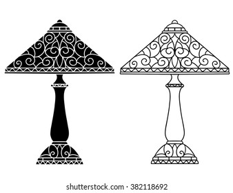 Vintage lamps black isolated on a white background set