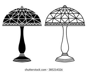 Vintage lamps black isolated on a white background set