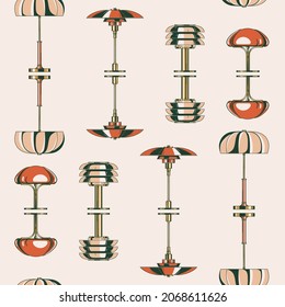 Vintage lamps retro style vector pattern illustration