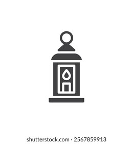 Vintage lantern with a candle inside vector icon. filled flat sign for mobile concept and web design. Decorative Lantern glyph icon. Symbol, logo illustration. Vector graphics