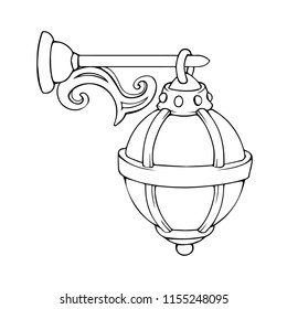 Vintage lantern, hand drawn vector illustration. 