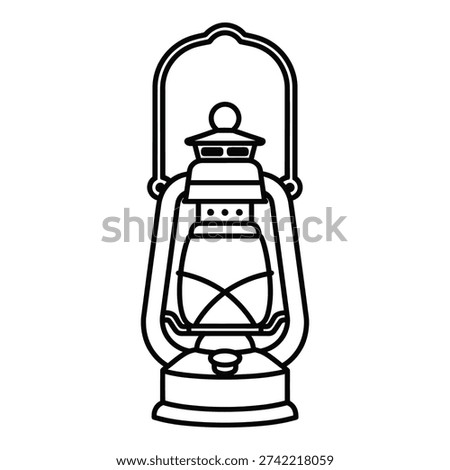 Vintage Lantern Icon: Old-fashioned Hurricane Lamp with Handle for Light and Rustic Decor