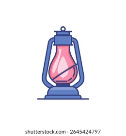 Vintage lantern illuminates simply on white clear background design