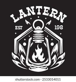 Vintage lantern illustration for patch and logo needs