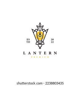 Vintage lantern with line art style logo design