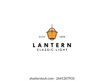 Vintage Lantern Logo Design. Classic lighting, vintage lamp logo design