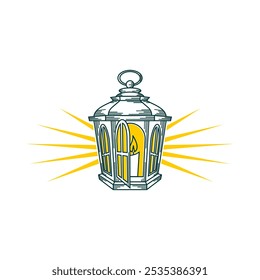 vintage lantern logo icon vector