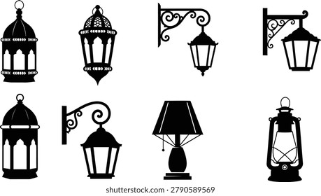 Vintage lantern table lamp silhouette collection for lighting decor projects