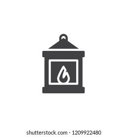 Vintage lantern vector icon. filled flat sign for mobile concept and web design. Lantern with glowing fire wick simple solid icon. Symbol, logo illustration. Pixel perfect vector graphics