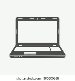 Vintage laptop. Can be used for logo, badge, emblem and much more. Vector Illustration