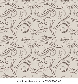 Vintage latte pattern | Classical swirl vector seamless background for wallpaper and textile design