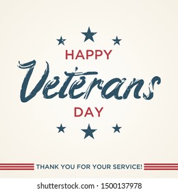 Vintage latter Happy Veterans day concept background. Illustration of Happy Veterans day vector concept background for web design. Vector illustration 