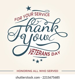 Vintage latter Thank You Veterans day concept background. Illustration of Veterans day vector concept background for web design. Vector illustration EPS.8 EPS.10