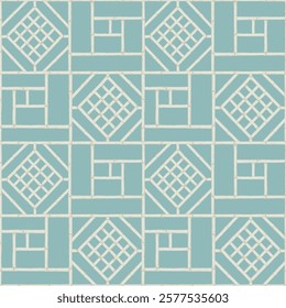 Vintage lattice pattern featuring bamboo and cane webbing, illustrated as a vector pattern. This geometric ornament is inspired by traditional Chinese design.