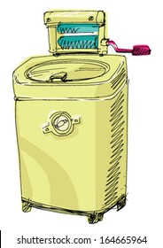 vintage laundry machine - cartoon
