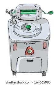 vintage laundry machine - cartoon