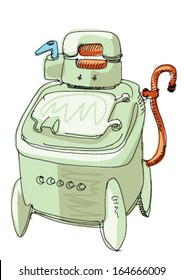 vintage laundry machine - cartoon