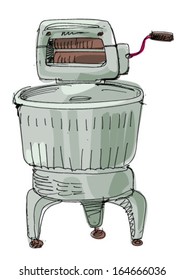 vintage laundry machine - cartoon