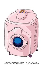 vintage laundry machine - cartoon