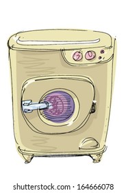 vintage laundry machine - cartoon