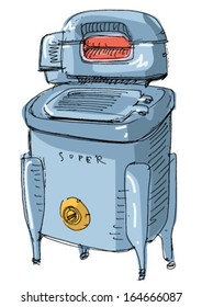 vintage laundry machine - cartoon