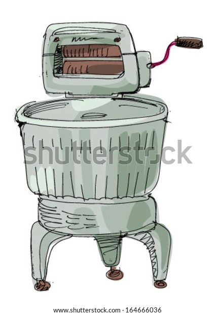 Vintage Laundry Machine Cartoon Stock Vector (Royalty Free) 164666036