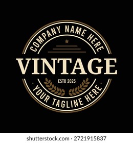 Logotipo retro del Vector de la insignia de Antiguas Laurel