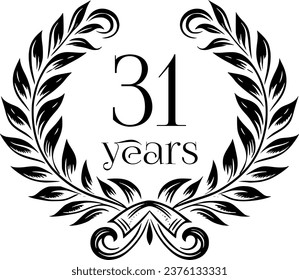 Vintage Laurel Wreath Anniversary Graphic with 31 Years - Versatile Vector Design for Celebrations and Corporate Use