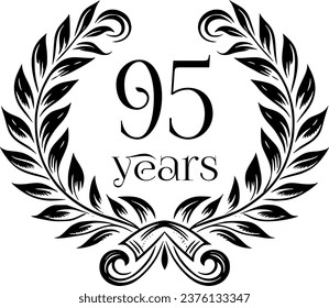 Vintage Laurel Wreath Anniversary Graphic with 95 Years - Versatile Vector Design for Celebrations and Corporate Use