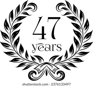 Vintage Laurel Wreath Anniversary Graphic with 47 Years - Versatile Vector Design for Celebrations and Corporate Use