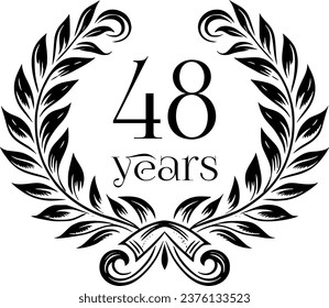 Vintage Laurel Wreath Anniversary Graphic with 48 Years - Versatile Vector Design for Celebrations and Corporate Use