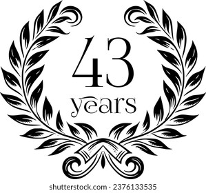 Vintage Laurel Wreath Anniversary Graphic with 43 Years - Versatile Vector Design for Celebrations and Corporate Use