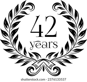 Vintage Laurel Wreath Anniversary Graphic with 42 Years - Versatile Vector Design for Celebrations and Corporate Use