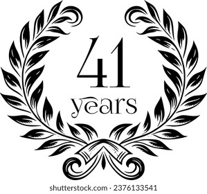 Vintage Laurel Wreath Anniversary Graphic with 41 Years - Versatile Vector Design for Celebrations and Corporate Use