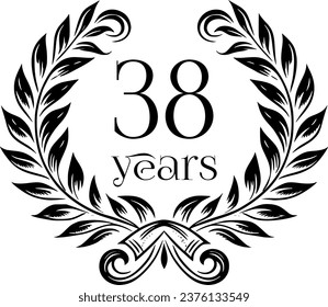 Vintage Laurel Wreath Anniversary Graphic with 38 Years - Versatile Vector Design for Celebrations and Corporate Use