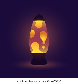 Vintage Lava Lamp, Realistic Vector Illustration On Dark Background.