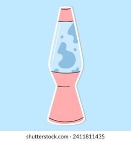 Vintage lava lamp sticker. Neon fluid melting bubbles in retro style pink an blue colors.Lights for room aesthetic.Print for t-shirts, postcards, posters.Vector illustration