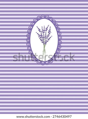 Vintage Lavender Note Card with Purple Stripes, French Provence Greeting Card with Lacy Frame, Botanical Wellness Gift Stationery