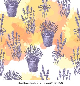 Vintage lavender pattern.  Hand drawing. Seamless for fabric design, gift wrapping paper and printing and web projects.