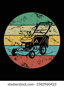 Vintage Lawn Mower Gardener Retro Design Cut File.